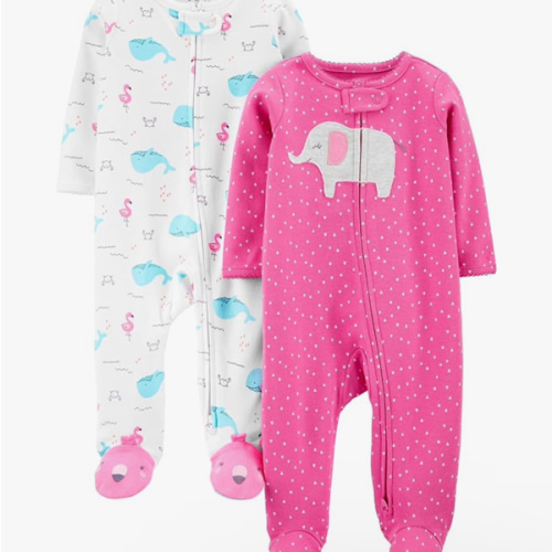 Simple Joys by Carter's Baby Girls' Cotton Footed Sleep and Play, Pack of 2