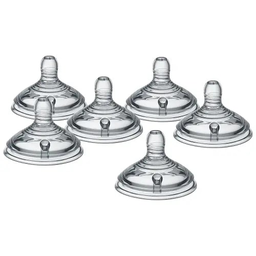 Tommee Tippee Natural Start Baby Bottle Nipples, Breast-Like for A Natural Latch, Anti-Colic Valve, Soft Silicone, Fast Flow, 6+ Months, Pack of 6