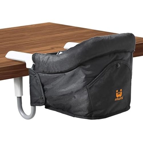MTWML Hook On High Chair, Collapsible Portable Table Seat with Carry Bag | Fits 0.8"-3.3" tables, removable washable liner, quick clip-on, for babies 6-36 mos up to 37lbs, compact for travel