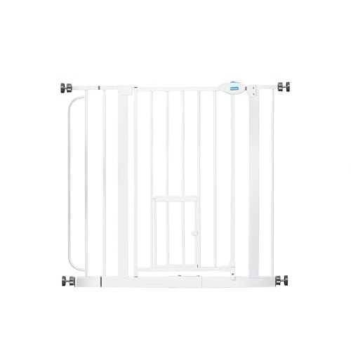 Carlson 29.5–36.5” Extra Wide Dog Gate with Small Pet Door, Walk-Through Pressure Mounted Metal Indoor Pet Safety Gate, Tested and Trusted by Pet Parents, American Designed, American Owned