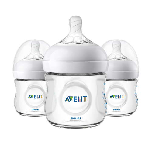 Philips Avent Natural Baby Bottle, Clear, 4oz, 3pk, SCF010/37