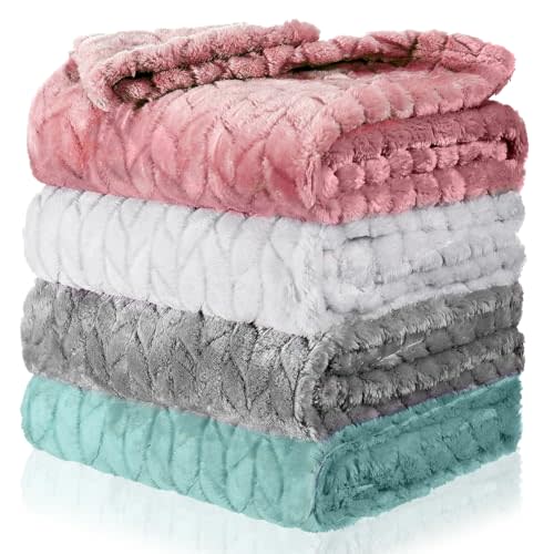 Frienda 4 Pcs Baby Fuzzy Blanket Fluffy Baby Blanket for Boys Girls Soft Warm Infant Newborn Toddler Receiving Nursery Bed Supplies, 32 x 24 Inch(Cute Color)
