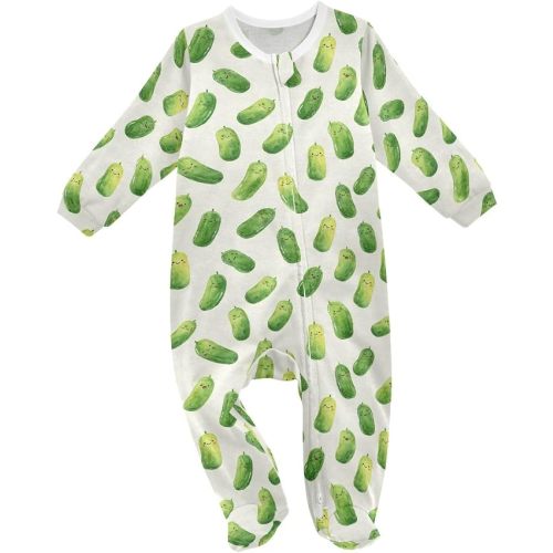 Baby One-Piece Footies Cartoon Acorns Leaves Sleeper Pjs Footed Bodysuit Rompers Zipper for Boys Girls 3M