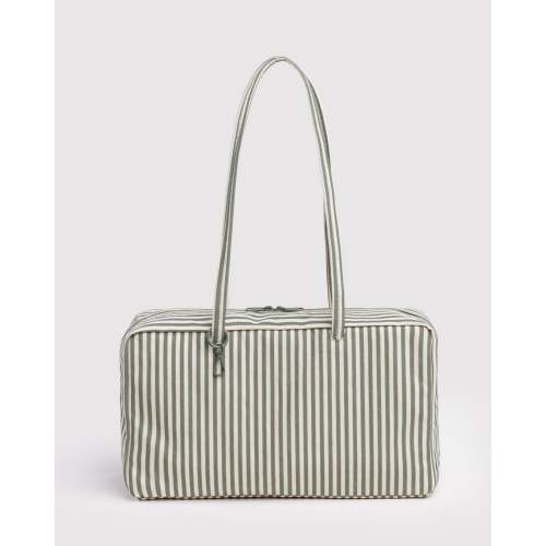 Medium Nylon Bowler Bag - Sage Stripe