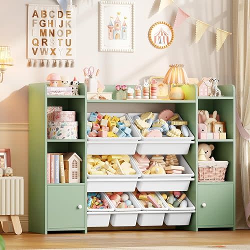 FOTOSOK Toy Storage Organizer with 8 Toy Bins, Toy Organizer Toy Bin for Kids