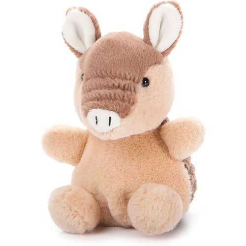 The Petting Zoo Armadillo Stuffed Animal Plushie, Gifts for Kids, Nuggetz Wildlife Animals, Brown Armadillo Plush Toy, 6 inches