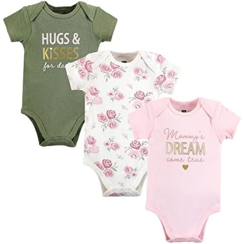 Hudson Baby baby-girls Cotton Bodysuits 3-pack