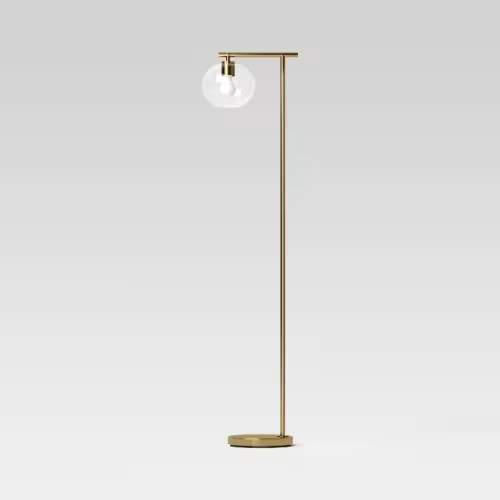 Brass Floor Lamp with Glass Shade - Threshold™: Modern Standing Light, ETL Listed, Metal Body