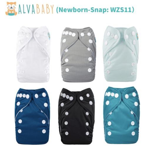 6-Pack Newborn Cloth Diapers with 6 Microfiber Inserts for Infants & Toddlers