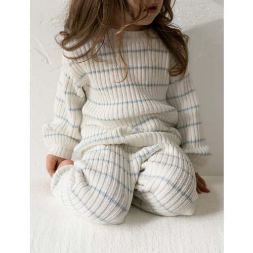 Children’s ‘Sky Blue Stripe’ Ribbed Knit Sweater – Oat Co