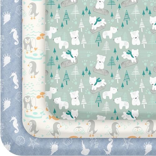 Pack and Play Mattress Sheets Fitted, 3 Pack Mini Crib Sheets
