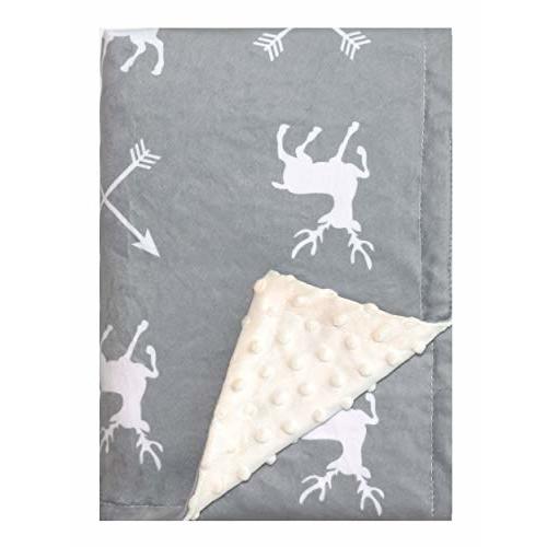 Soft Plush Deer Baby Blanket for Boys Girls Unisex with Print Animal Pattern Double Layer Dotted Backing Bed Throws for Baby Crib Receiving for Newborns 30x40 Inches