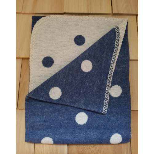 Reversible Dot Blanket - Navy and White