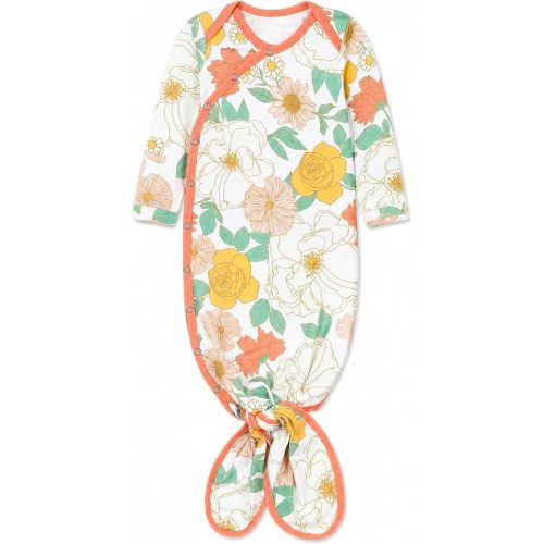 Copper Pearl Baby Gown - Knotted Newborn Sleepers for Baby Boy and Girl, Soft Stretchy Long Sleeve Infant Gowns with Bottom Tie and Hand Mittens, Perfect Hospital Coming Home Outfit (Rose)