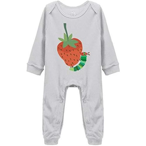 Hungry Worm Caterpillar with Strawberry Cute Bodysuit Toddler Romper Unisex Baby Short Sleeve