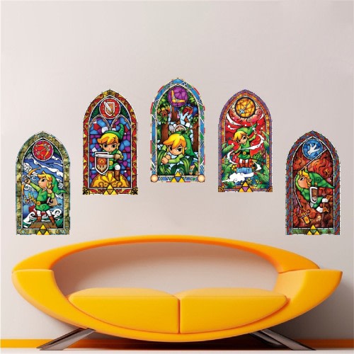Zelda Stained Glass Wall Decals Large Zelda Decals Peel and Stick Zelda Art, s75