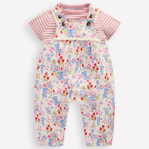 Short Sleeve Jersey Overalls-Ivory Ditsy Meadow | Boden USA