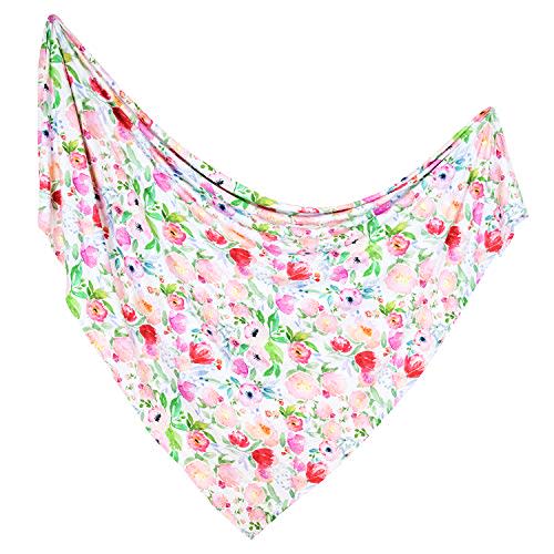 ADDISON BELLE – Swaddle Blanket – Viscose Made from Bamboo Soft Baby Blanket for Baby Girl – Stretchy Newborn Baby Wrap – Nursery Receiving Blanket – Baby Girl – 47” x 47” (Watercolor Floral)
