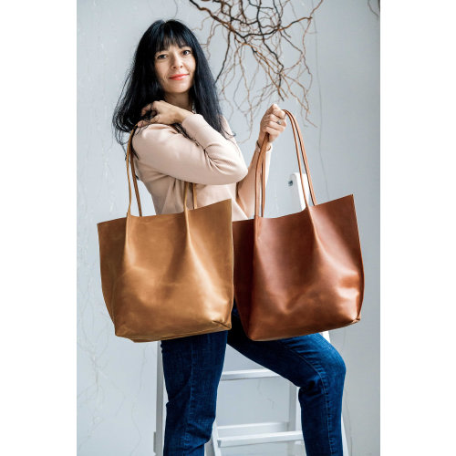 Personalized Extra Large Leather Tote for Women — Handmade Shopper, Work & Travel Bag, Gift for Her