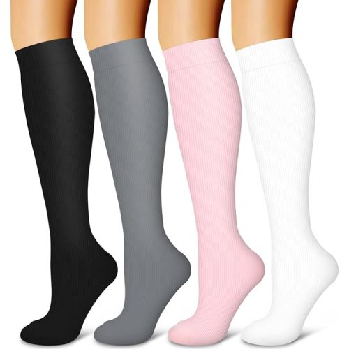 4 Pairs-Compression Socks for Women&Men Circulation-Best Support for Nurses,Running,Athletic
