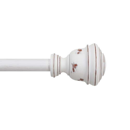 Mainstays 3/4" Faux Wood Urn Single Curtain Rod Set 30-84 in, White
