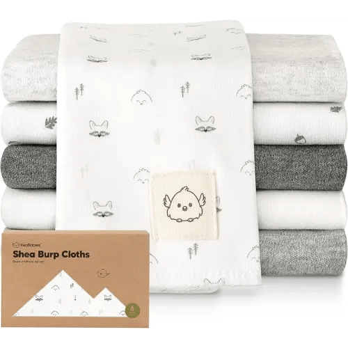 Organic Burp Cloths Baby Boy, Girl - 6-Pack Large Cotton Burping Cloths for Babies, Spit Up Rags, Super Absorbent, Ultra Soft Newborn Rag, Gender Neutral, Machine Washable, Durable (Neutrals)