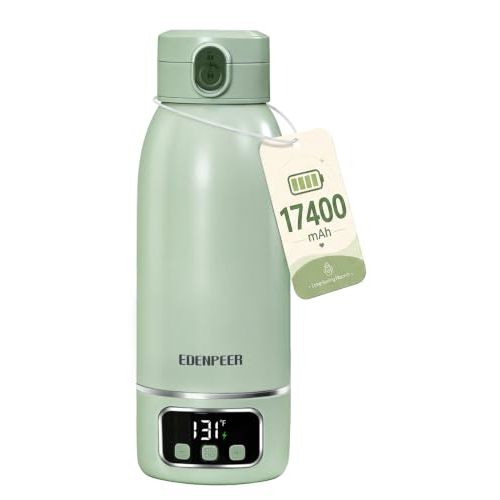 Portable Bottle Warmer– 120 W Fastest Heating, 17400 mAh Long Battery Life | Breast Milk & Water Warmer 2-4 Min Fast Even Heating Precise Temp Control 17 OZ Capacity for Night Travel Car Outdoor