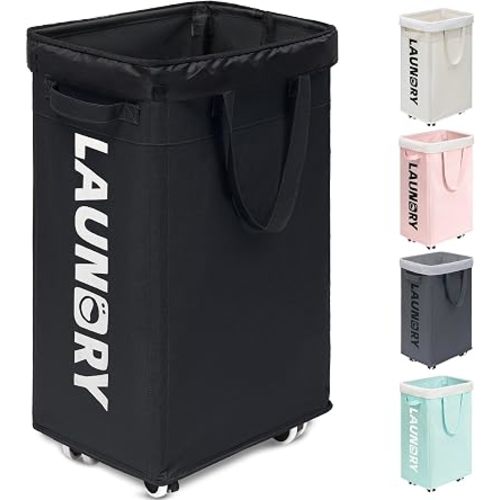 Goodpick 75L Dirty Clothes Hamper with Removable Wash Bag, Rolling Hamper