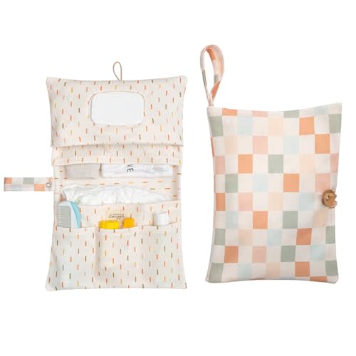 Baby Diaper Bag Organizer, Portable Baby Essentials Storage Pouch for Parents and Caregivers, Organizer Insert for Stroller and Handbag, Machine Washable (Gingham)