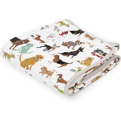 (Woof) Little Unicorn Original Premium Cotton Quilt | Multi-Layered & Extra-Soft Muslin Fabric |for Babies & Toddlers (Woof)