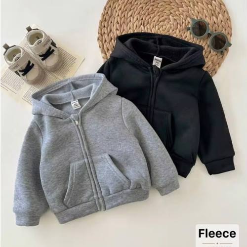 2pcs Baby Boy & Baby Girl Casual Solid Color Hooded Jacket Set, Grey Hoodie & Black Hoodie, Suitable For Autumn & Winter | SHEIN USA
