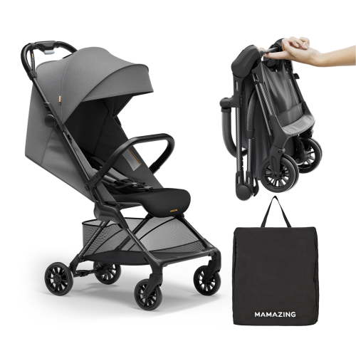 Mamazing Ultra Air X Lightweight Baby Stroller for Airplane Travel, 9.9 lbs, Ultra-Compact, Light & Strong, Age Group: Infant, Single, Grey