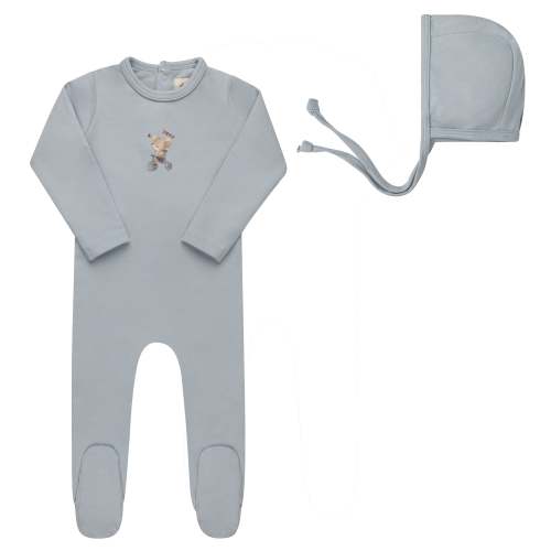 Baby Boy Footie (Stretchy) and Bonnet | French Terry | Playful Mouse | Ely’s & Co – Ely's & Co.