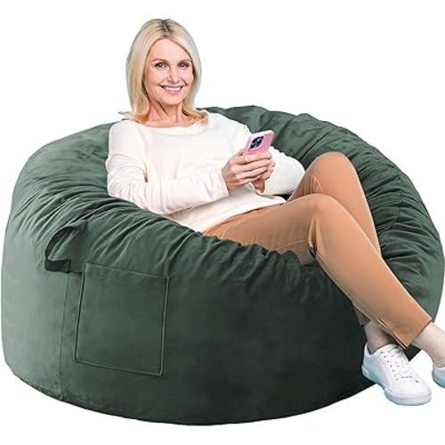 Bean Bag Chairs, Memory Foam Stuffing Bean Bag Chair for Adults/Teens/Kids, Velvet Lazy Sofa Furniture with Removable High-Rebound Memory Foam for Living Room Bedroom College Dorm