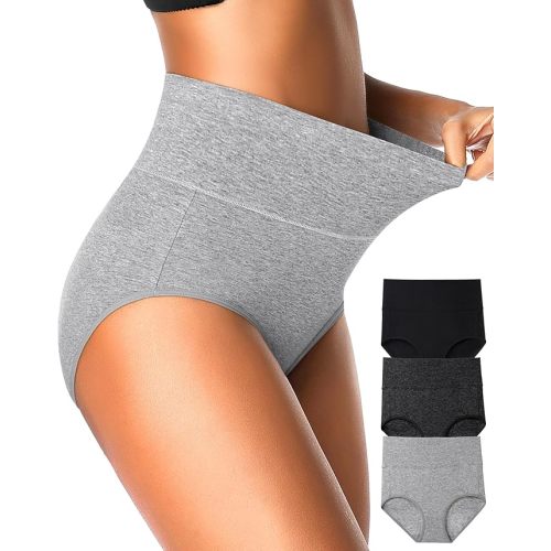 EIGGAM Tummy Control Underwear Soft High Waisted underwear Full Coverage Briefs Breathable Postpartum Cotton Womens Panties