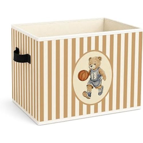Basketball Teddy Bear Sports Foldable Fabric Storage Bin