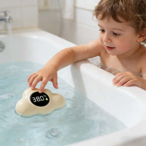Digital Baby Bath Water Thermometer, Floating Cloud-Shaped Temperature Gauge with Large LED Display, 0℃~50℃/32℉~122℉ Range, Waterproof & Food-Grade Material for Safe Infant Bathing