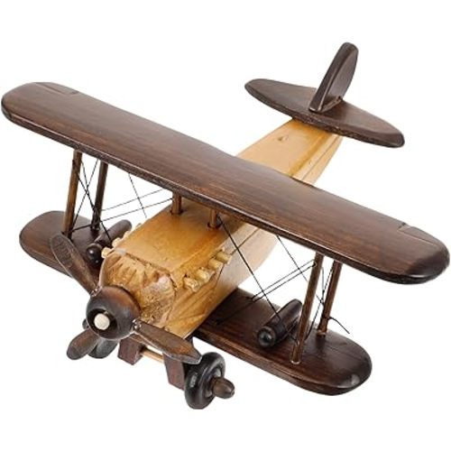 Wooden Airplane Model Small Vintage Plane 3D Propeller Airplane Wood Aircraft Retro Figurines for Plane Desktop Ornament 7.86 x 7.86 x 3.93Inch Random Color