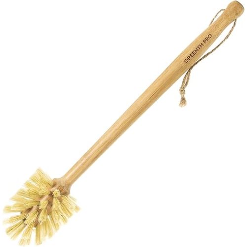 Nature Bamboo Bottle Brush with Sisal Bristle - Long Handle Hanging Design Cleaning Brush for Water Bottles Baby Bottles Sports Bottles Glasses Water Glasses Wine Glasses