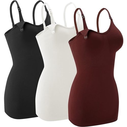 Nursing Tank Tops for Breastfeeding - Pregnancy Must Haves Maternity Camisoles with Built in Bra