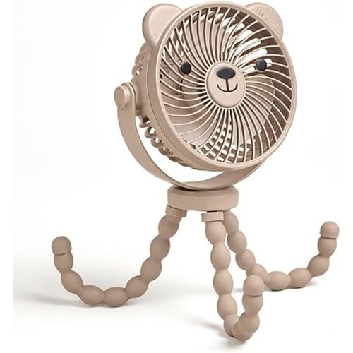 Itzy Ritzy Baby Stroller Fan - Rechargeable Fan Features 360 Degree Swivel, Flexible Wraparound Legs and 3 Speeds (Bear)