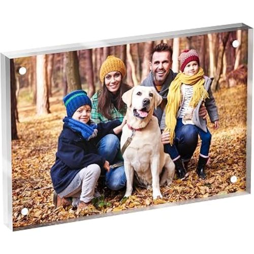 Neatsure 4x6 Acrylic Picture Frame 1 Pack, Clear Freestanding Double Sided Frameless Magnetic Photo Frames, Desktop Display Decor Gift
