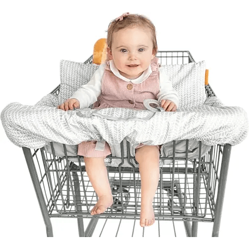 2-in-1 Cushy High Chair Cover and Shopping Cart Cover for Baby, Comfortable Cover for Grocery Cart, Universal Fit Cart Cover for Babies, Includes Storage Pouch - Little Arrows