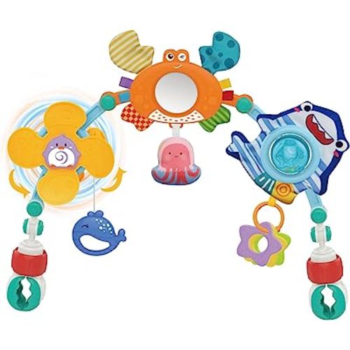 HANMUN Baby Stroller Arch Toy，Infant Car Seat Toys Mobile for Baby Crib Bouncer Bassinet Toys，Newborns Sensory Activity Bjorn Bouncer Toy Bar，Suitable for 0 1 2 3 Years Old Infant & Toddlers（Ocean）