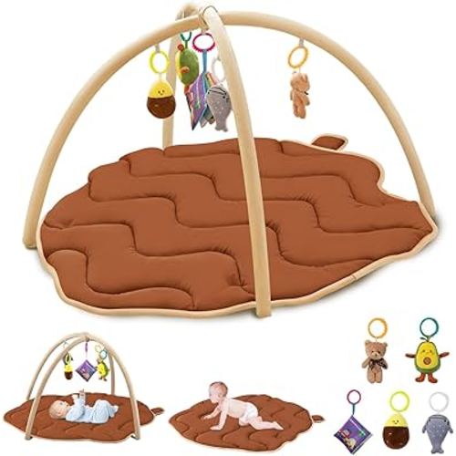 Tapete de gimnasio para bebé, tapete para el tiempo boca abajo con 5 juguetes desmontables, bonita forma de piña de gran tamaño, tapete de juego sensorial grande para el suelo, regalo esencial para