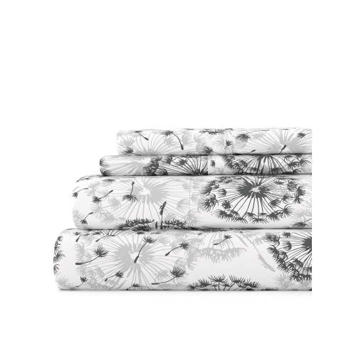 Ultra Soft & Breathable Wrinkle Free Bed Sheets Set - Gray Farmhouse Floral Print for Full Size Bedding by Comfort Canopy