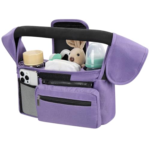 Accmor Universal Stroller Organizer with Insulated Cup Holder | Detachable Phone Bag and Shoulder Strap, Stroller Bag Caddy for Uppababy, Baby Jogger, Britax Strollers