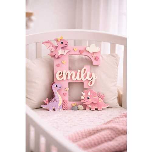 Personalized Wooden Name Sign, Custom Kids Name Decor, Dinosaur Room Decor, Baby Name Sign, Gift Decor, Birthday Gift for Kids
