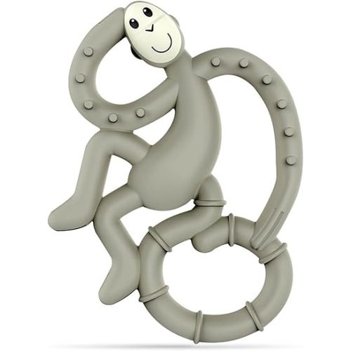 Matchstick Monkey Silicone Mini Teether & Gel Applicator – Silicone Baby Teether, Easy-to-Grip, BPA-Free, Supports Self-Soothing & Early Brushing, 3 Months+, 4 Inches, Grey