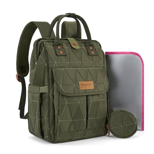 Montana West Wrangler Diaper Bag Backpack Baby Essentials Bag Quilted Travel Backpacks with Insulated Pockets, Portable Changing Pad, Stroller Straps, Pacifier Case